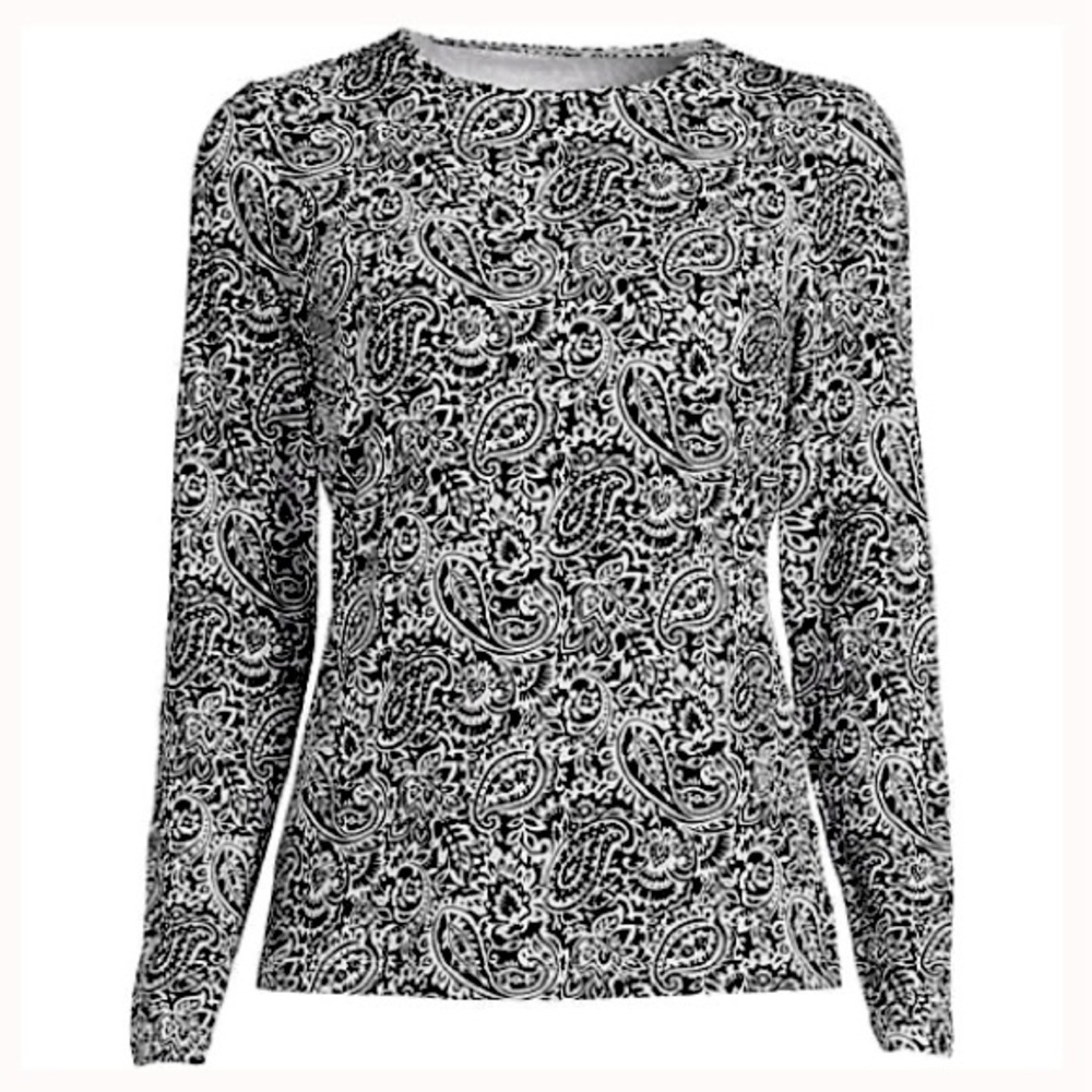 LANDSEND Women's Plus SunShade UPF 50 Long Sleeve Relaxed Rash Guard Swim Tee